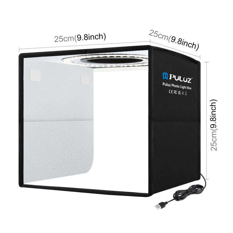 PULUZ 25cm Folding Portable Ring Light Photo Lighting Studio Shooting Tent Box with 12 Colors Bac...
