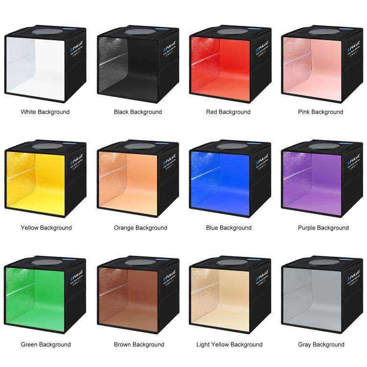 PULUZ 25cm Folding Portable Ring Light Photo Lighting Studio Shooting Tent Box with 12 Colors Bac...