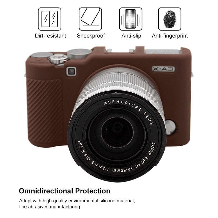 PULUZ Soft Silicone Protective Case for FUJIFILM X-A3 / X-A10(Coffee)