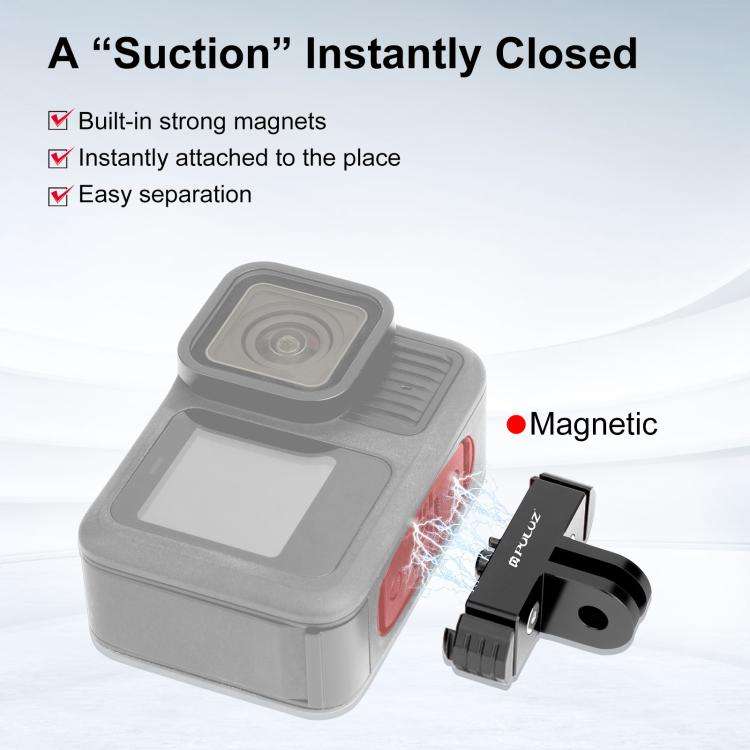 For GoPro MISSION 1 / 1 PRO / HERO13 Black / MAX2 PULUZ Magnetic Quick Release Base Mount (Black)