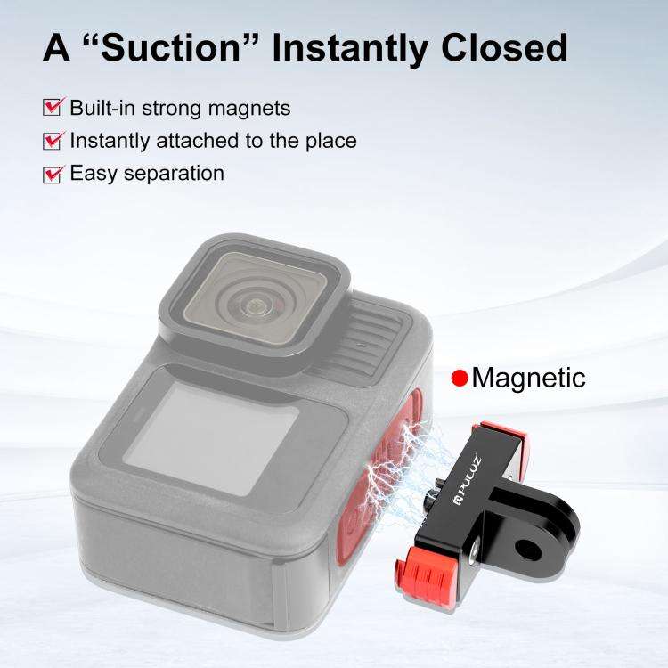 For GoPro MISSION 1 / 1 PRO / HERO13 Black  PULUZ Magnetic Quick Release Base Mount (Black Red)