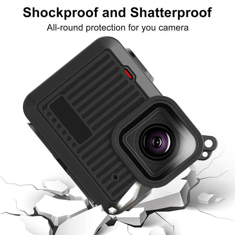 For GoPro HERO 4K 2024 PULUZ Silicone Protective Case Side Interface Cover with Wrist Strap & Len...