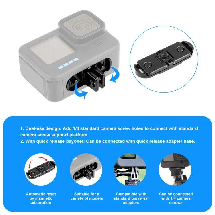 PULUZ Quick Release Magnetic Folding Finger Base Mount for GoPro MISSION 1 / 1 PRO / HERO12 Black...