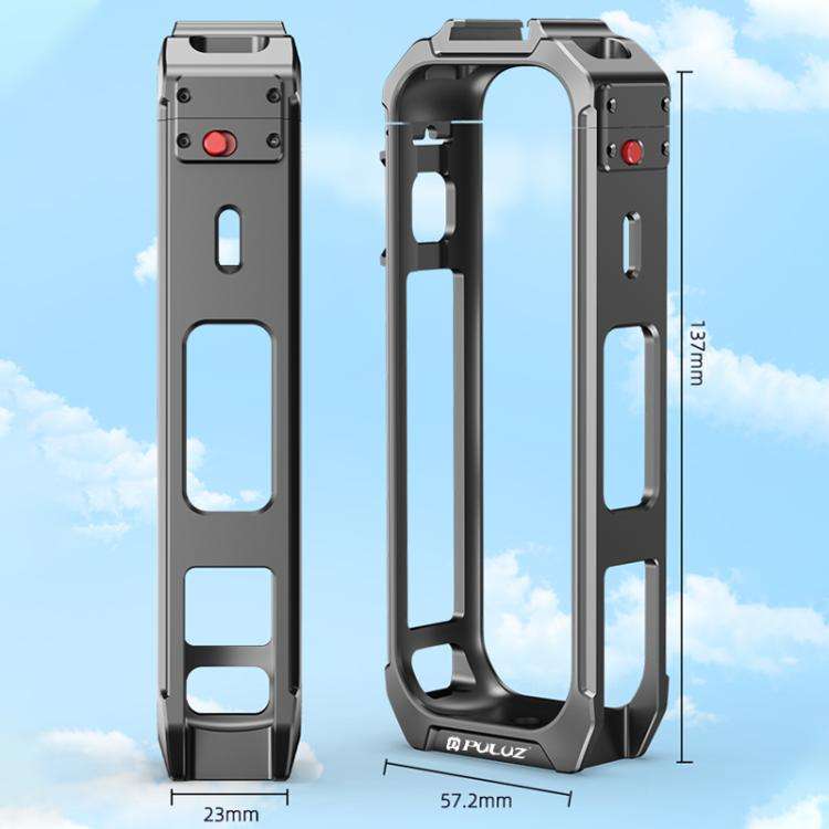 For Insta360 X5 PULUZ Aluminum Alloy Protective Cage Rig Expand Cold Shoe Housing Frame (Grey)