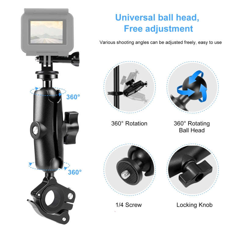 PULUZ Motorcycle O-Clip Quick Release Clamp Handlebar Fixed Mount Holder for DJI, Insta360, GoPro...