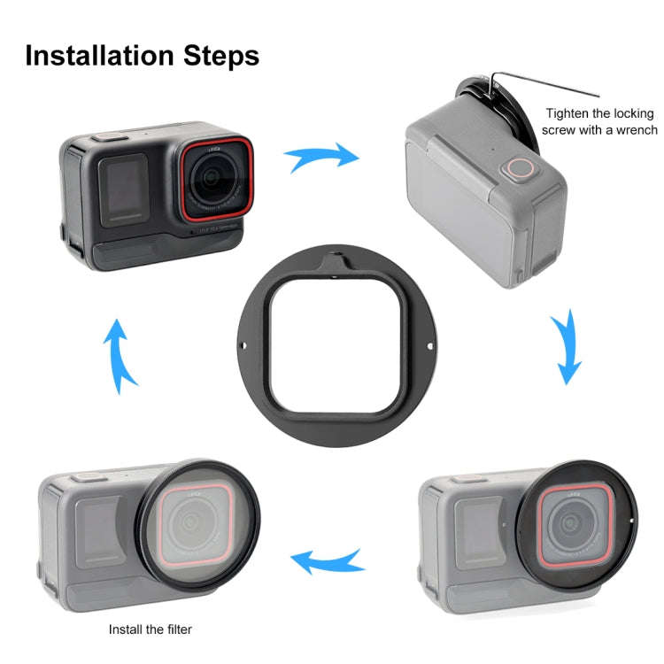 For Insta360 Ace Pro PULUZ 52mm UV Lens Filter Adapter Ring with Lens Cover (Black)