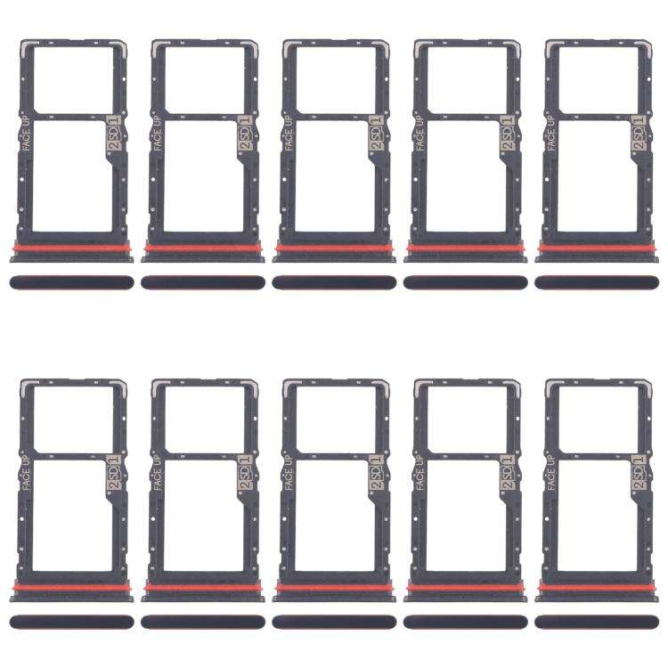 For Motorola Moto G56 10pcs Original SIM Card Tray + SIM / Micro SD Card Tray (Black)