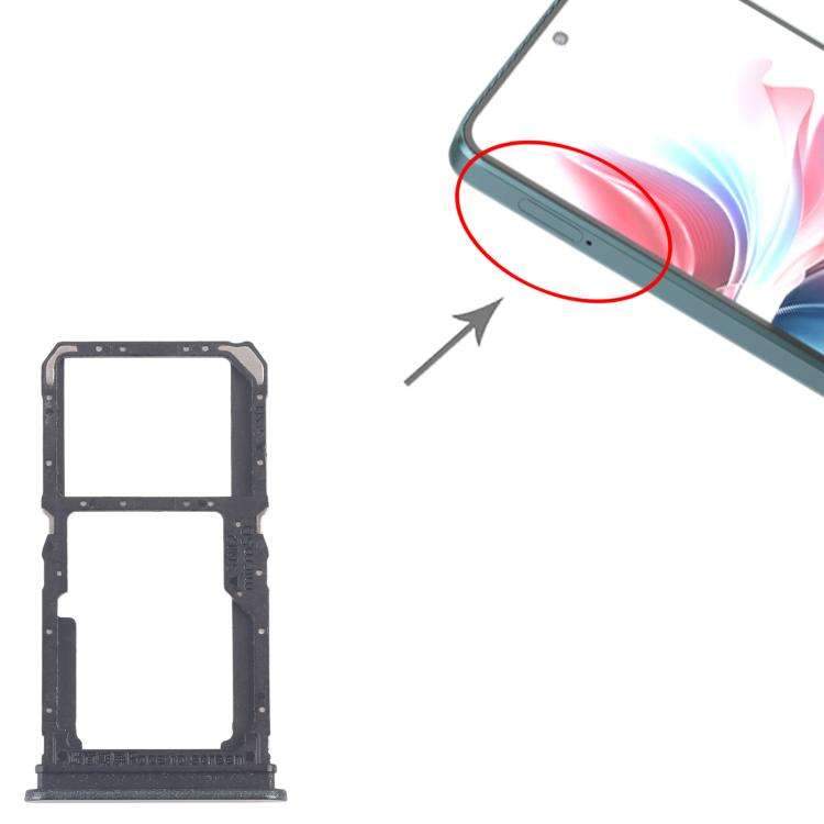 For OPPO F25 Pro 10pcs Original SIM Card Tray + SIM Card Tray / Micro SD Card Tray (Black)