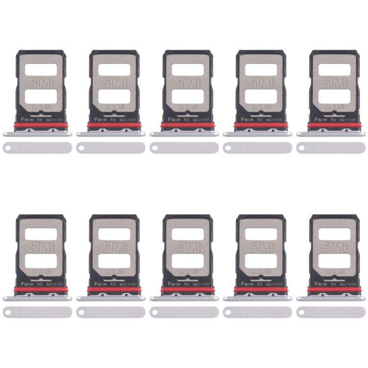 For Xiaomi Poco F6 Pro 10pcs SIM Card Tray + SIM Card Tray (Silver)