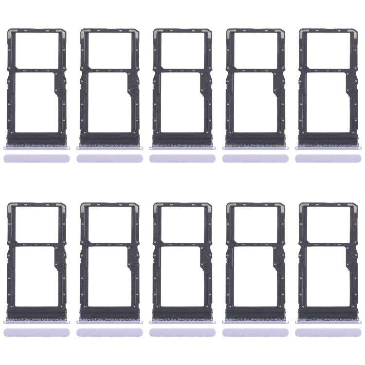 For Xiaomi Poco M6 4G 10pcs SIM Card Tray + SIM Card Tray / Micro SD Card Tray (Purple)