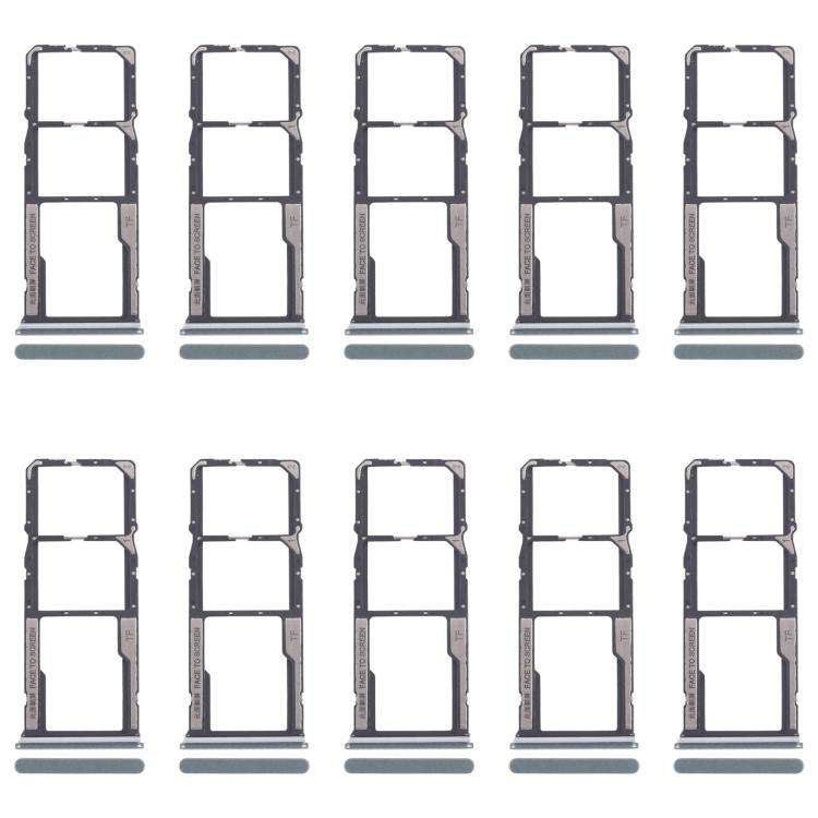For Xiaomi Poco M6 Pro 4G 10pcs SIM Card Tray + SIM Card Tray + Micro SD Card Tray (Green)