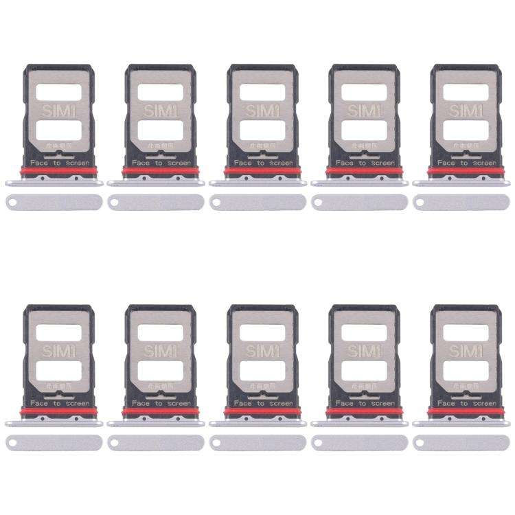 For Xiaomi Redmi K70 Pro 10pcs SIM Card Tray + SIM Card Tray (Silver)