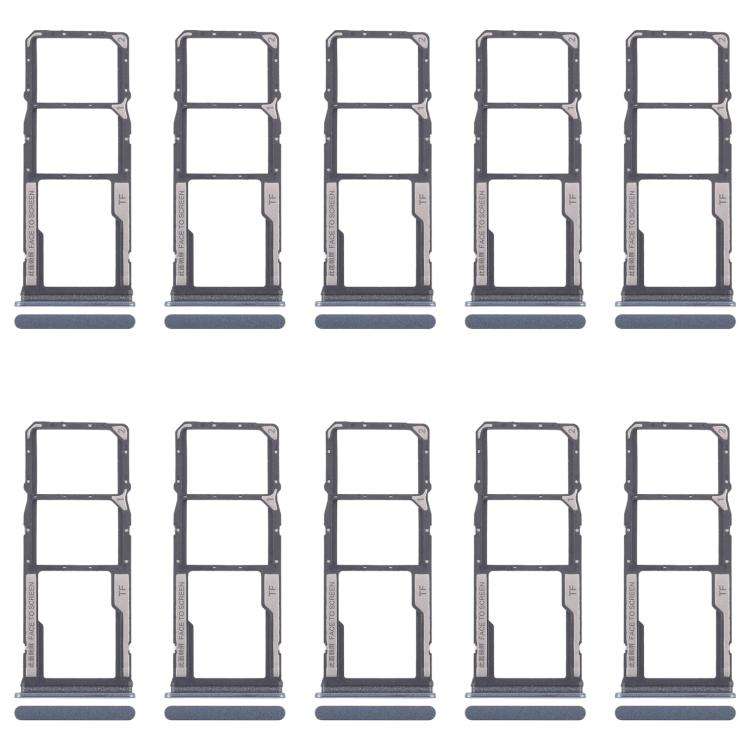For Xiaomi Redmi 13C 5G 10pcs SIM Card Tray + SIM Card Tray + Micro SD Card Tray (Blue)
