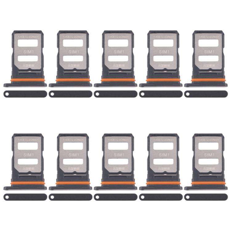 For Xiaomi Poco X7 Pro 10pcs SIM Card Tray + SIM Card Tray (Black)