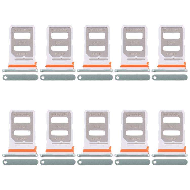 For Xiaomi Poco X7 Pro 10pcs SIM Card Tray + SIM Card Tray (Green)
