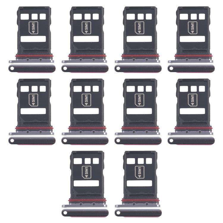 For Huawei P50 10pcs Original SIM Card Tray + NM Card Tray (Black)