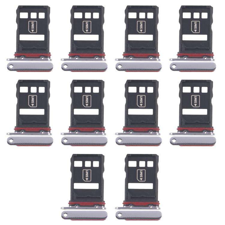 For Huawei P50 Pro 10pcs Original SIM Card Tray + NM Card Tray (Black)
