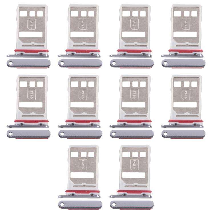 For Huawei Mate 50 Pro 10pcs Original SIM Card Tray + NM Card Tray (Black)