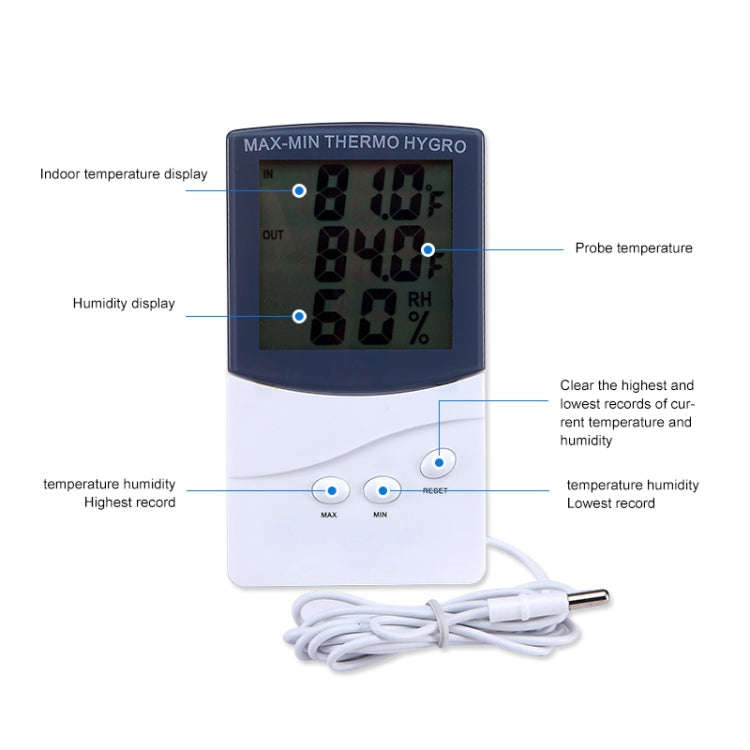 Indoor Thermometer with Hygrometer(White)