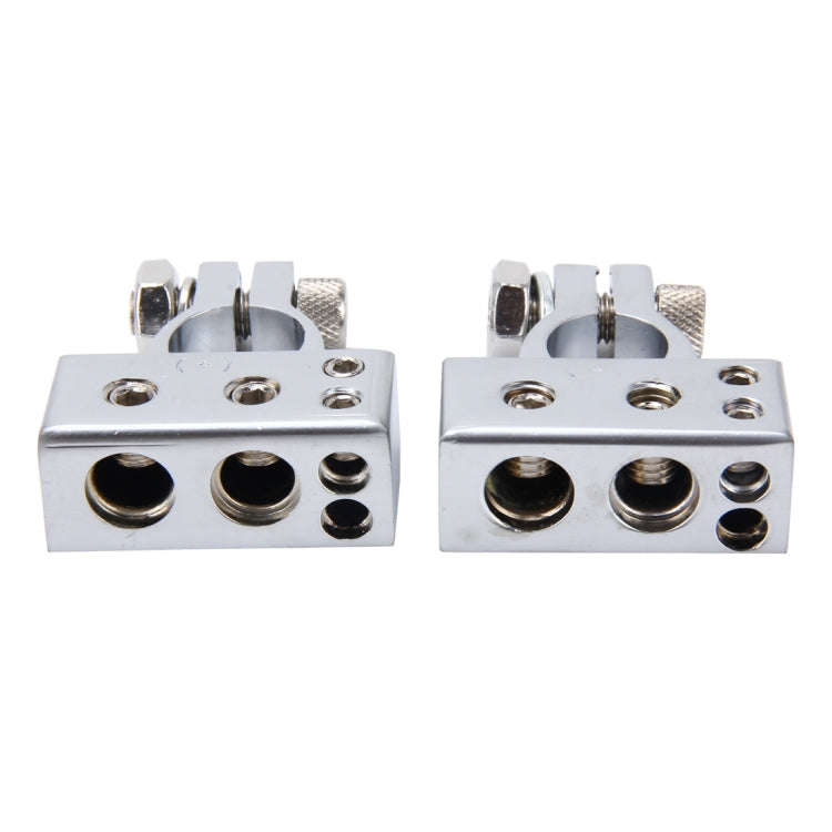 Positive & Negative Set 0 / 4 / 8 AWG Car Battery Terminals(Silver)