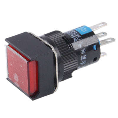 Car DIY Square Button Push Switch with Lock & LED Indicator, DC 24V(Red)