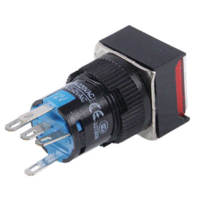 Car DIY Square Button Push Switch with Lock & LED Indicator, DC 24V(Red)