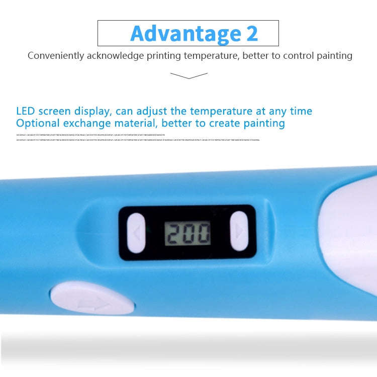 Hand-held 3D Printing Pen, EU Plug(Blue)