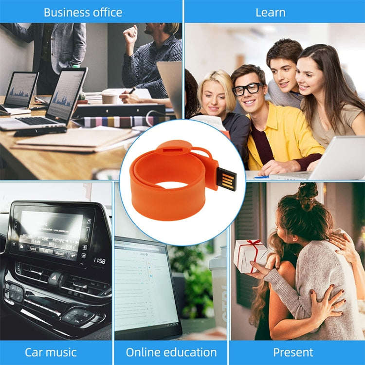 Silicone Bracelet USB Flash Disk with 32GB Memory(Orange)
