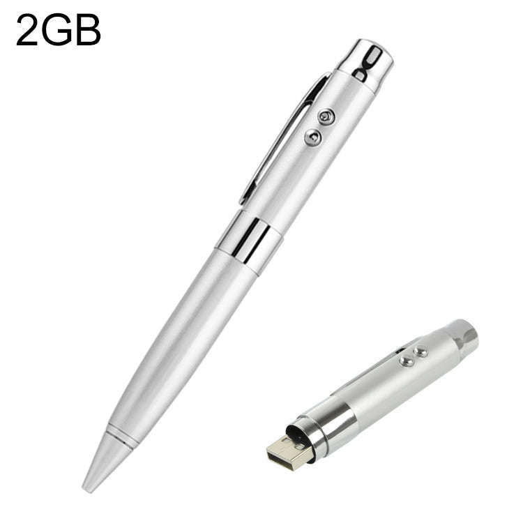 3 in 1 Laser Pen Style USB Flash Disk, Silver (2GB)