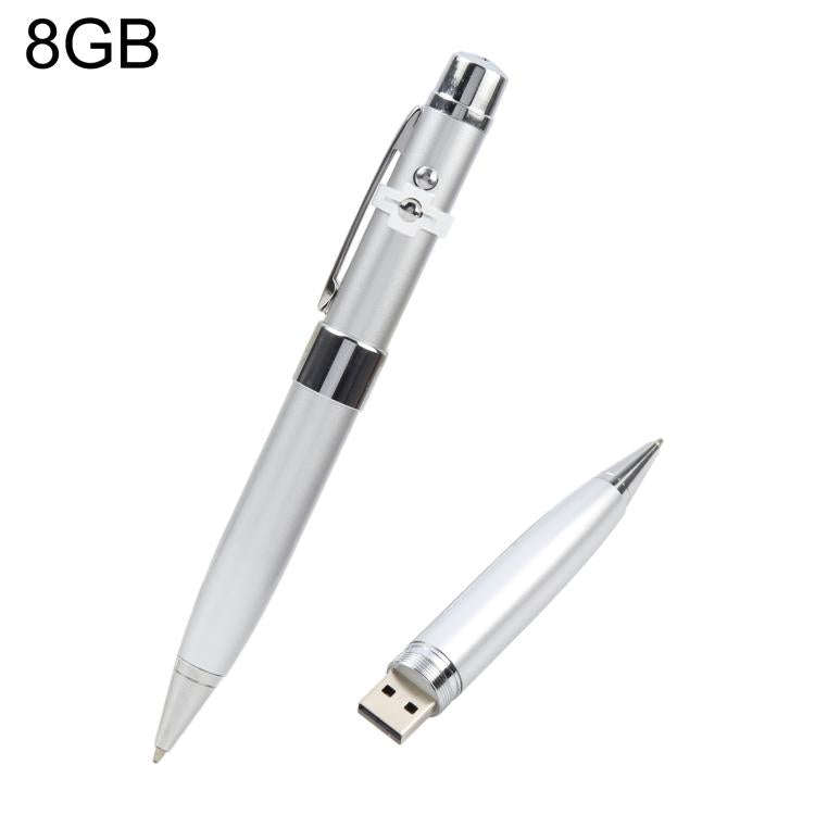 3 in 1 Laser Pen Style USB Flash Disk, Silver (8GB)