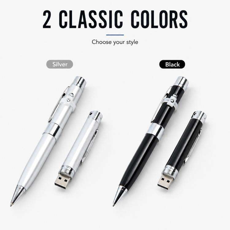3 in 1 Laser Pen Style USB Flash Disk, Silver (8GB)