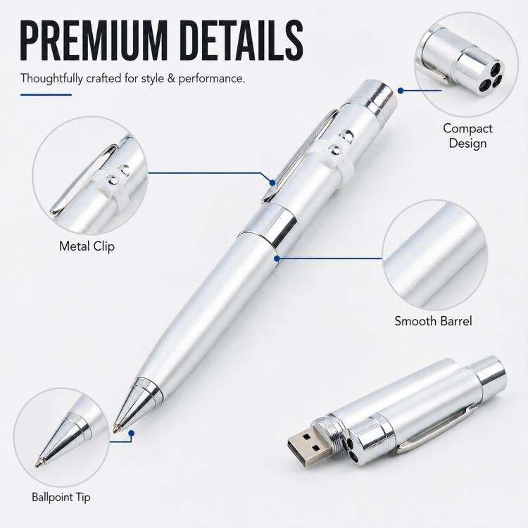 3 in 1 Laser Pen Style USB Flash Disk, Silver (16GB)(Silver)