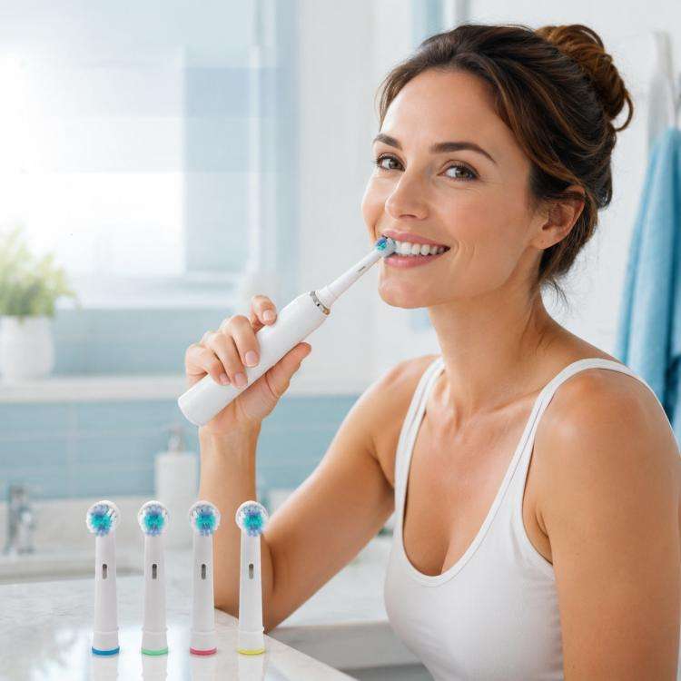 4 PCS/Pack Electric Toothbrush Replacement Heads, Soft Bristles for Deep Cleaning and Gum Care(Wh...
