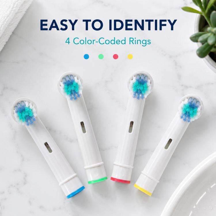 4 PCS/Pack Electric Toothbrush Replacement Heads, Soft Bristles for Deep Cleaning and Gum Care(Wh...
