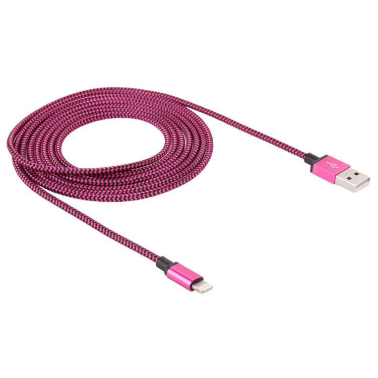 2m Woven Style 8 Pin to USB Sync Data / Charging Cable(Magenta)