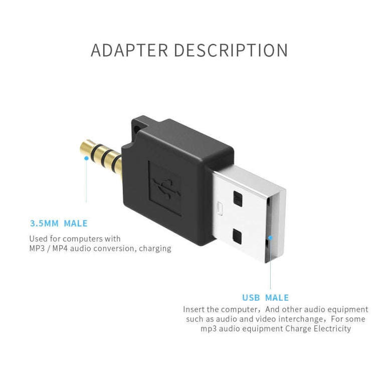 For iPod shuffle 3rd / 2nd USB Data Dock Charger Adapter, Length: 4.6cm(Black)