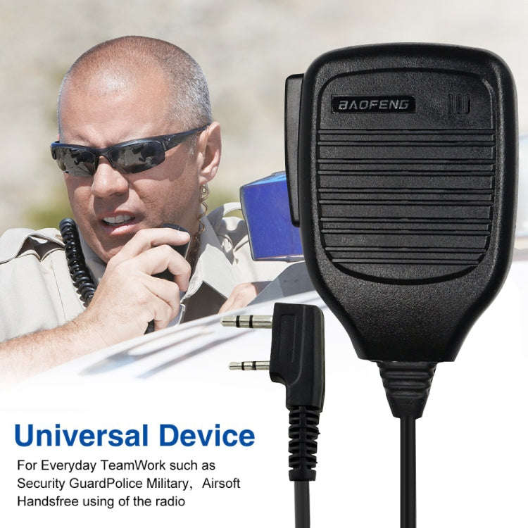 Clip-on Speaker Microphone for Walkie Talkies, 3.5mm + 2.5mm Earphone + Mic Plug(Black)