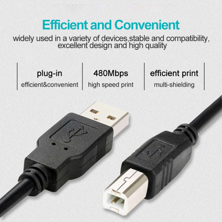 USB 2.0 Printer Extension AM to BM Cable, Length: 3m(Black)