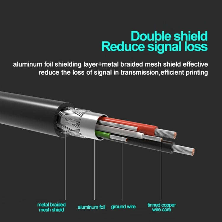 USB 2.0 Printer Extension AM to BM Cable, Length: 3m(Black)