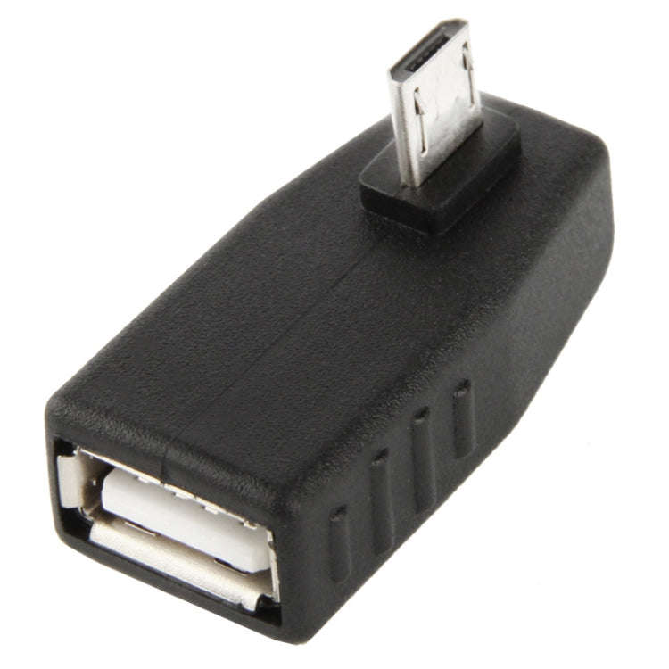 Micro USB Male to USB 2.0 AF Adapter with 90 Degree Angle, Support OTG Function(Black)