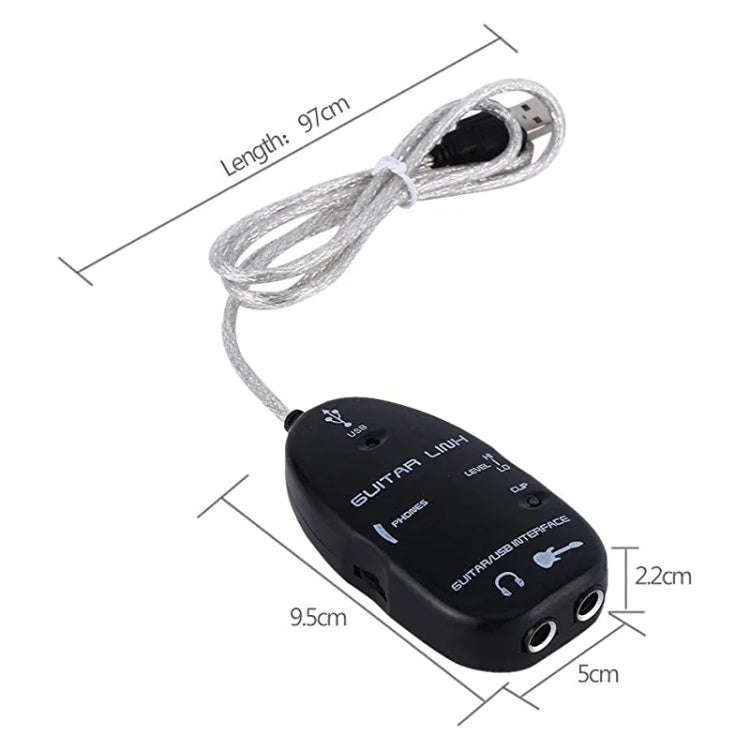 USB Interface Guitar Link Cable PC / MAC Recording(Black)