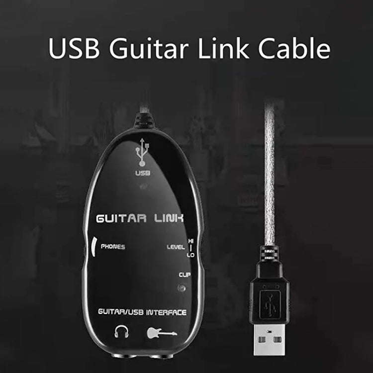 USB Interface Guitar Link Cable PC / MAC Recording(Black)