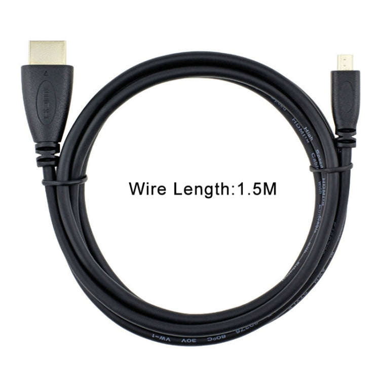 1.5m Micro HDMI to HDMI 19 Pin Cable, 1.4 Version(Black)