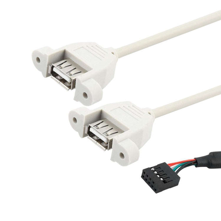 9 Pin Internal Header to 2x USB 2.0 AF Mount Pannel Cable, Length: 30cm