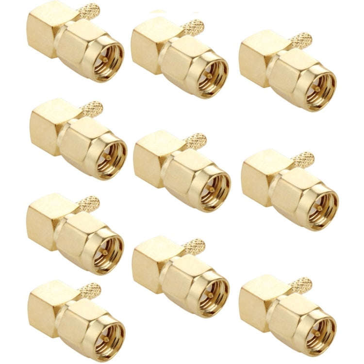 10 PCS Gold Plated Crimp SMA Male Plug 90 Degree Right Angle RF Connector Adapter for RG174 / RG3...