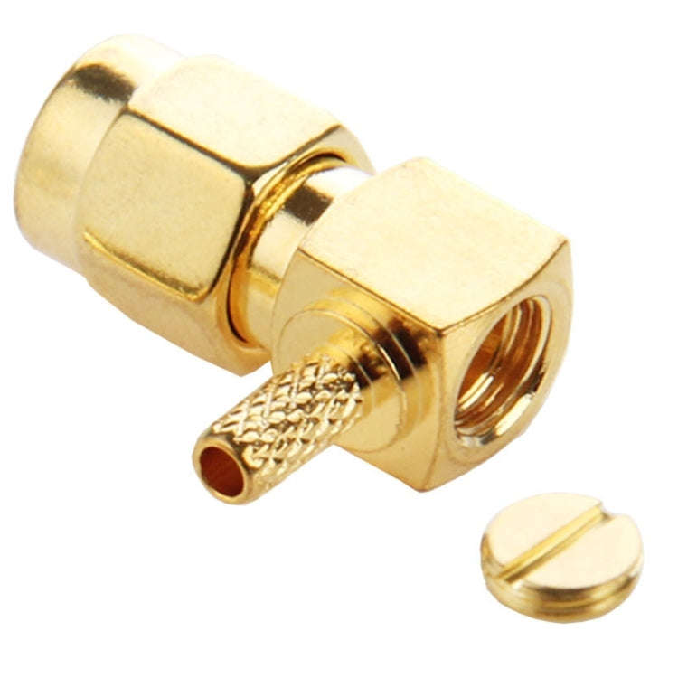10 PCS Gold Plated Crimp SMA Male Plug 90 Degree Right Angle RF Connector Adapter for RG174 / RG3...