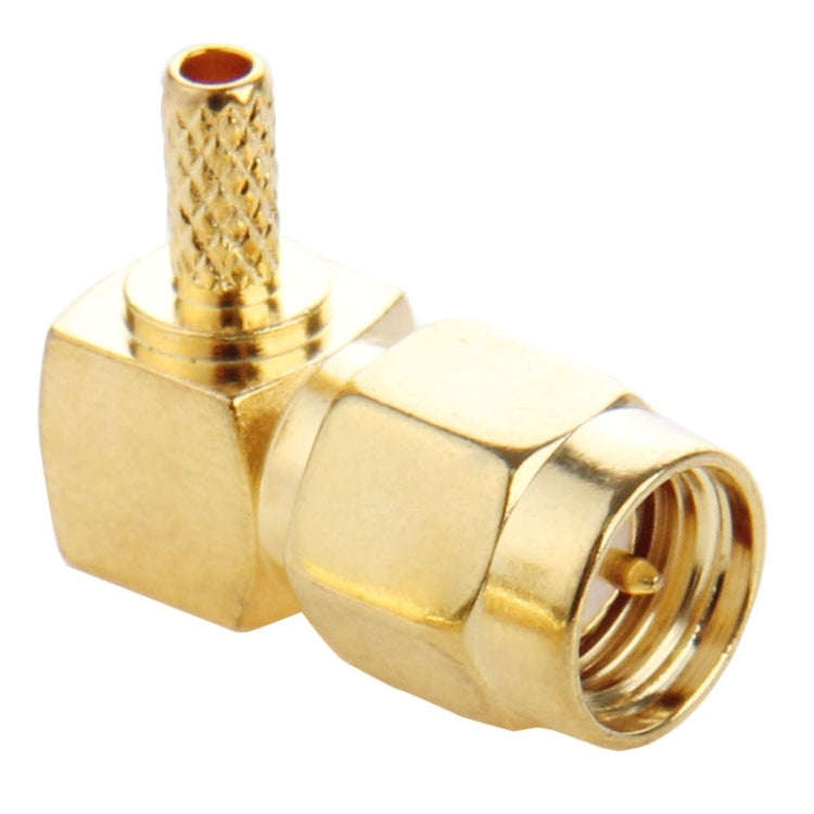 10 PCS Gold Plated Crimp SMA Male Plug 90 Degree Right Angle RF Connector Adapter for RG174 / RG3...