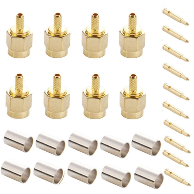 10 PCS Gold Plated Crimp SMA Male Plug Pin RF Connector Adapter for RG174 / RG316 / RG188 / RG179...
