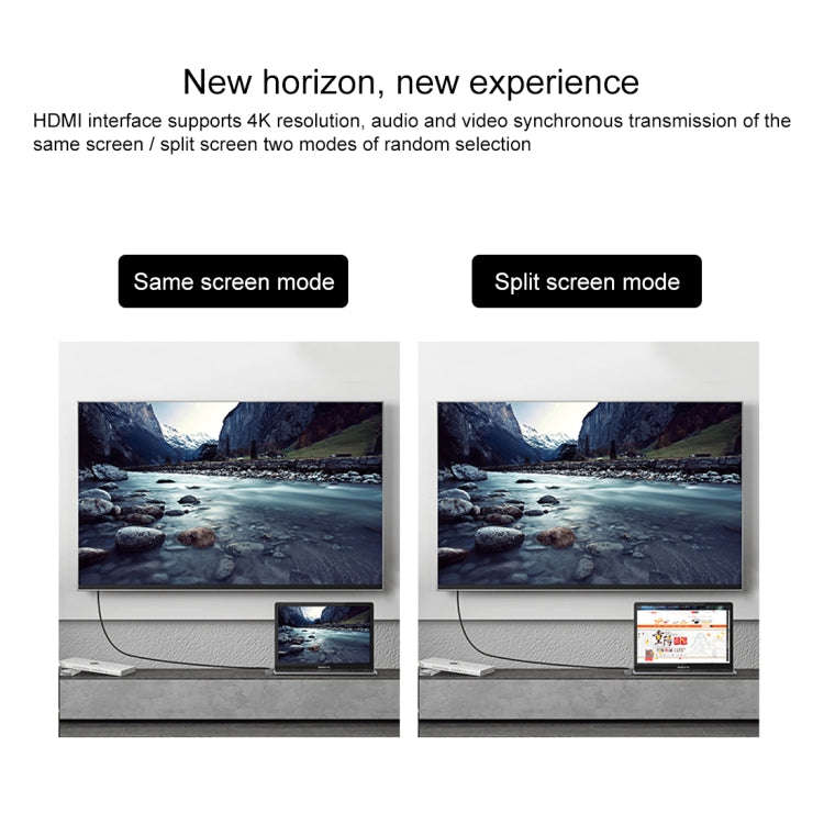 Double USB-C / Type-C to PD Port + USB 3.0 + HDMI Multifunctional Extension HUB Adapter