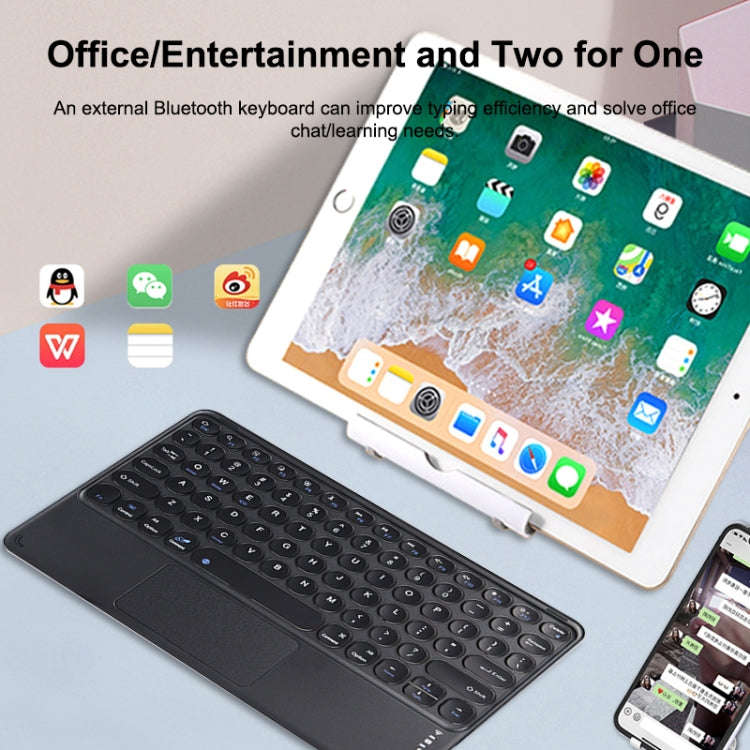 250C 10 inch Universal Tablet Round Keycap Wireless Bluetooth Keyboard with Touch Panel (Pink)